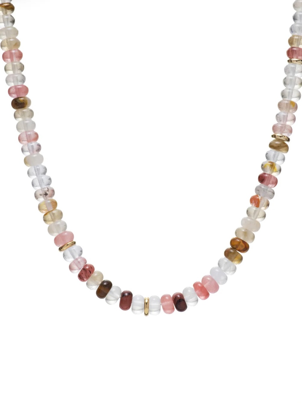 Quartz Beaded Necklace 24k Gold Plated NWOT